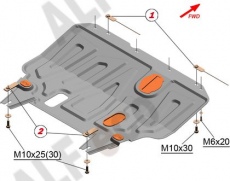 Защита Alfeco для картера и КПП Nissan Sentra B17 2012-2019